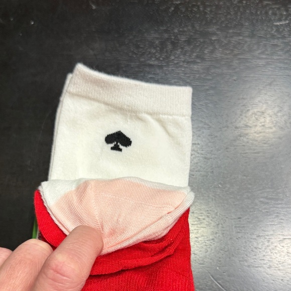 Kate Spade Set of 3 Socks light pink, red, white crew socks - Picture 3 of 4